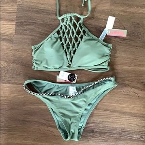 Halter top Army green bikini